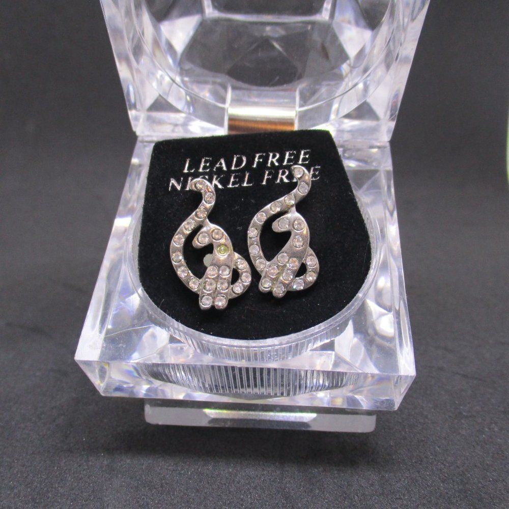 Cubic Zircornia Cats Stud Earrings Gift Case